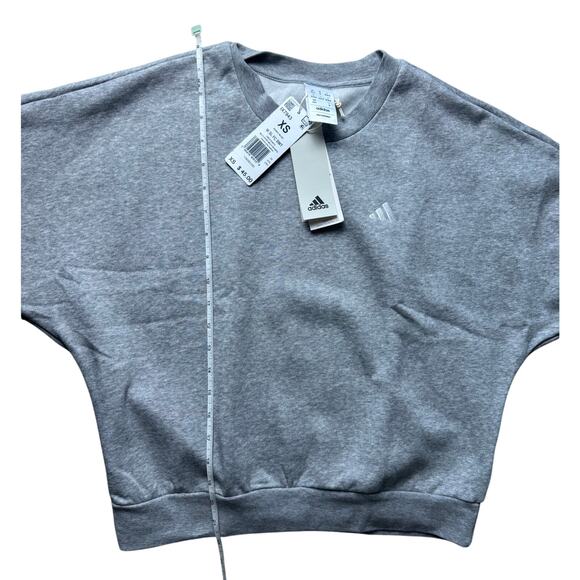 adidas Women's Essentials Feel Cozy Logo Fleece Sweatshirt NWT GREY SIZE XS - Picture 10 of 10